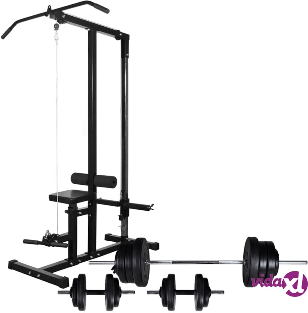 vidaXL Kuntolaite levytanko- ja käsipainosarjalla 60,5 kg vidaXL Kuntolaite levytanko- ja käsipainosarjalla 60,5 kg