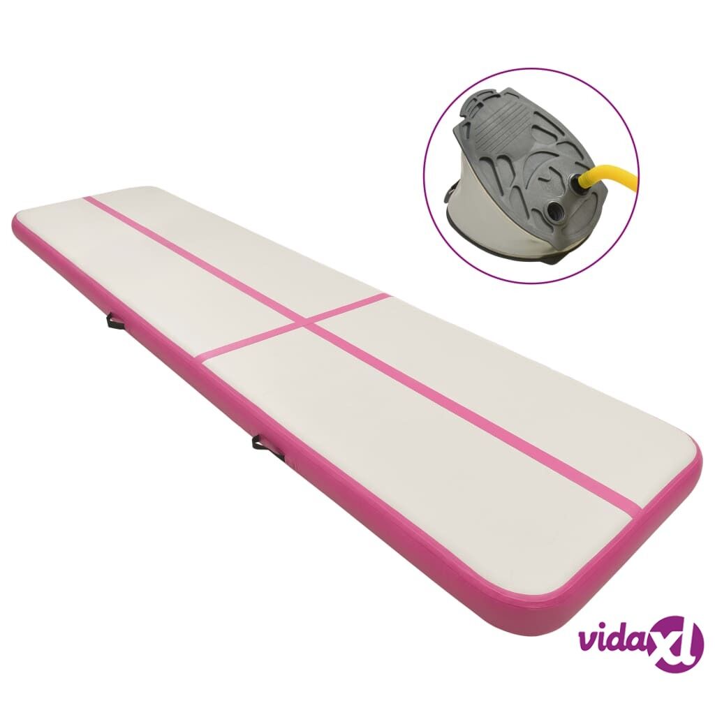vidaXL Täytettävä voimistelumatto pumpulla 800x100x20 cm PVC pinkki