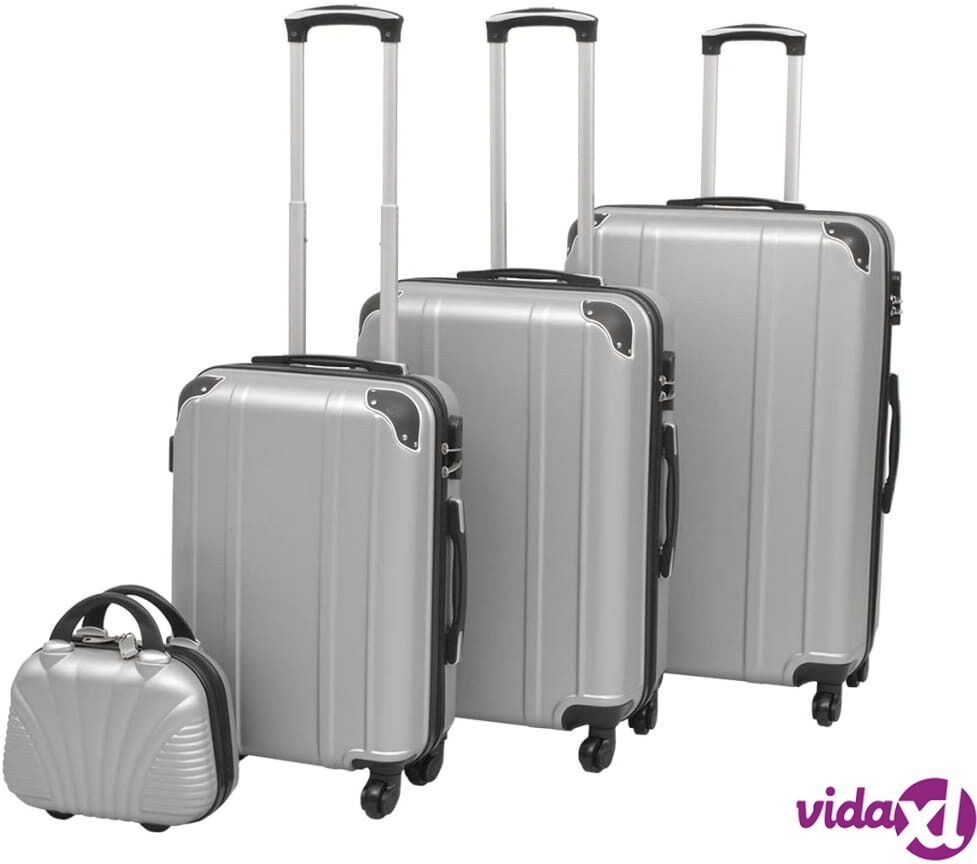 vidaXL Neljäosainen kovapintainen matkalaukkusarja Hopea vidaXL Neljäosainen kovapintainen matkalaukkusarja Hopea