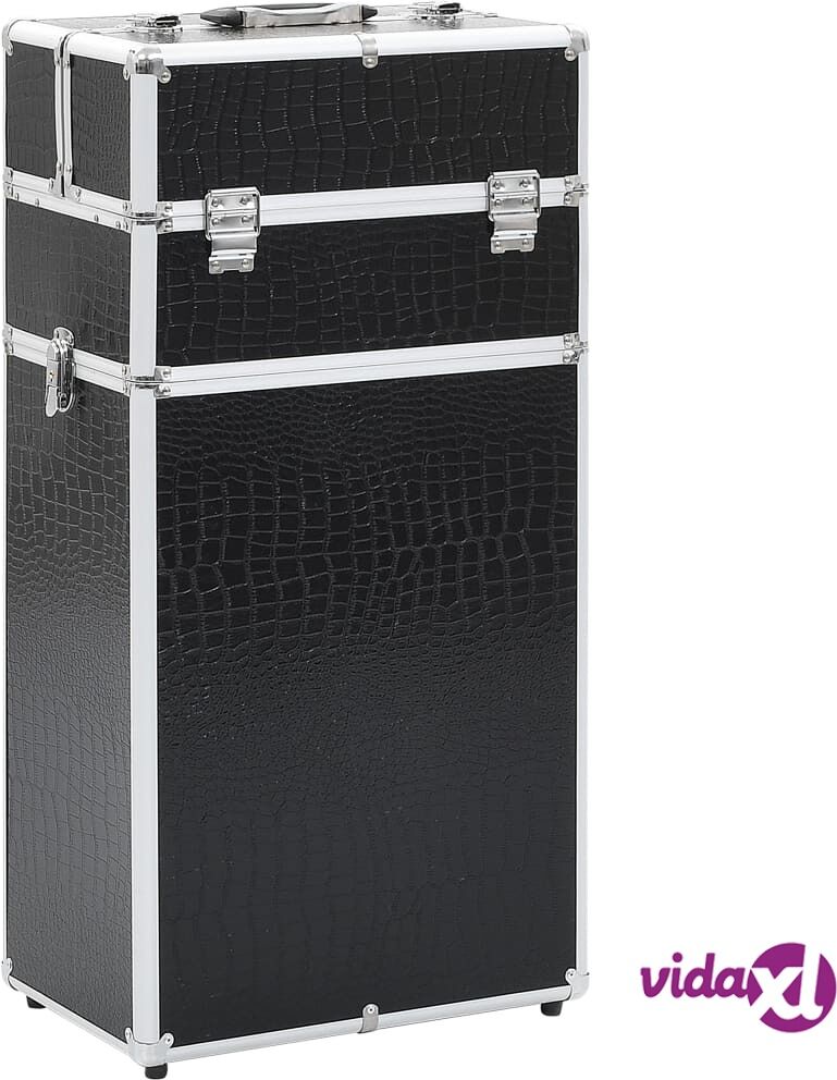 vidaXL Meikkivaunu alumiini musta krokotiilikuviolla vidaXL Meikkivaunu alumiini musta krokotiilikuviolla