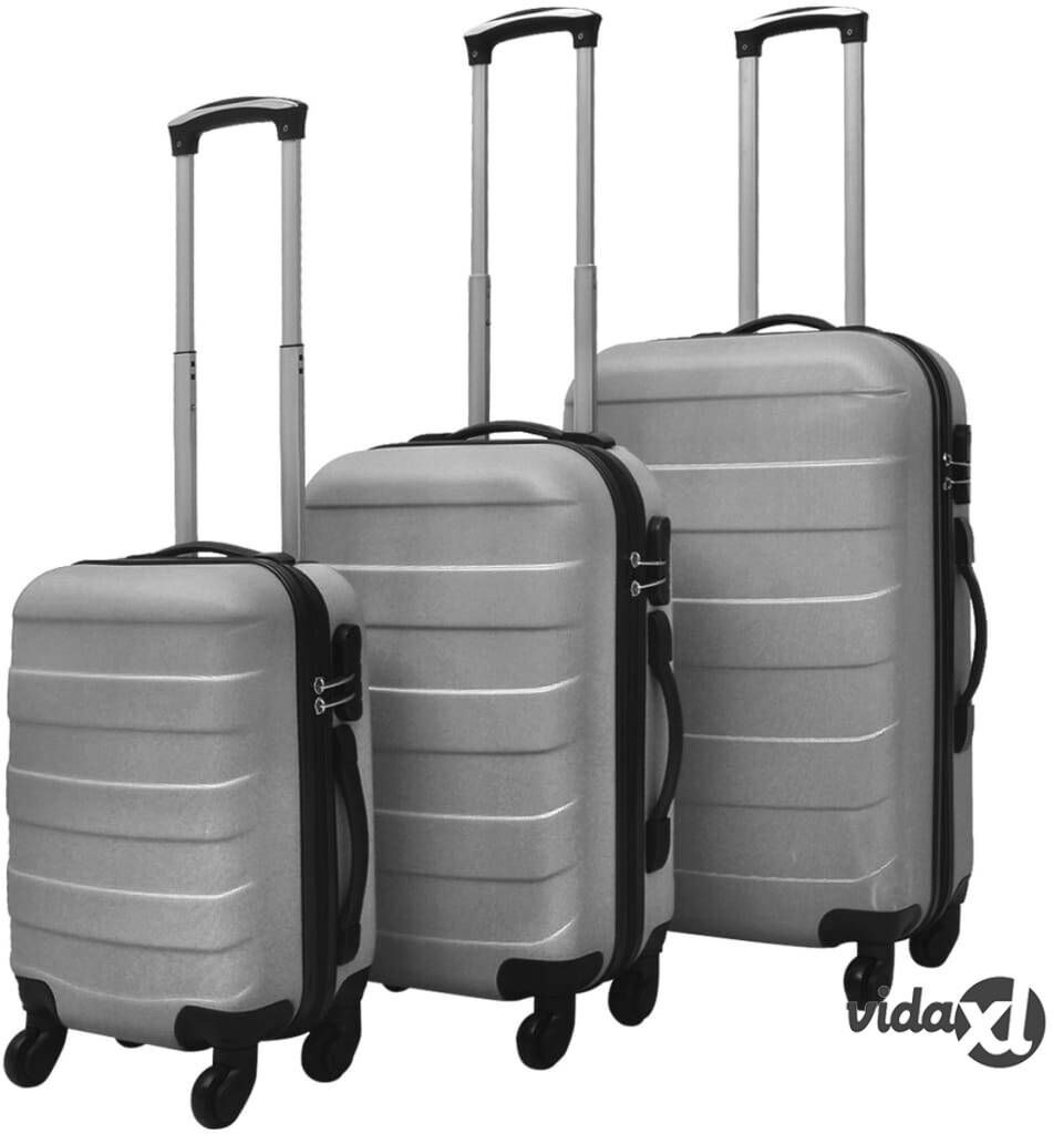 vidaXL Matkalaukkusetti 3 kpl kovapintainen hopea vidaXL Matkalaukkusetti 3 kpl kovapintainen hopea