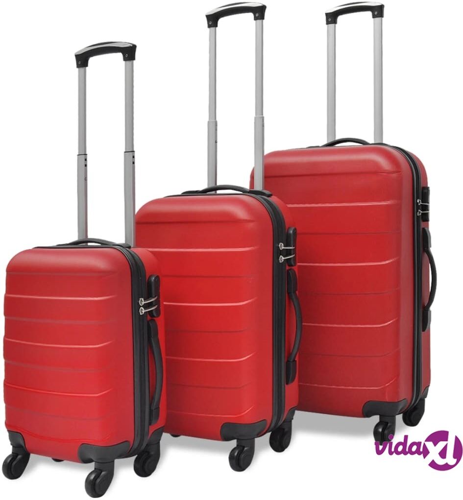 vidaXL Kovakantinen vedettävä matkalaukkusarja 3 osaa Punainen vidaXL Kovakantinen vedettävä matkalaukkusarja 3 osaa Punainen