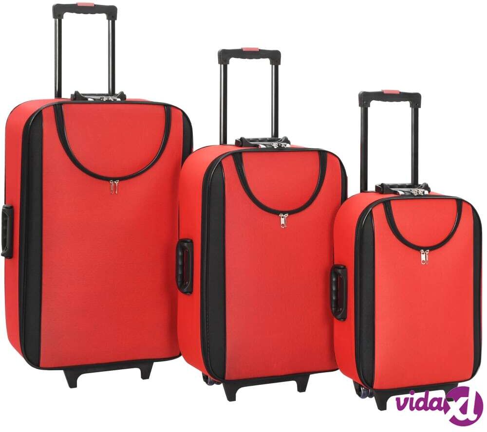 vidaXL Pehmeäpintaiset matkalaukut 3 kpl punainen Oxford kangas vidaXL Pehmeäpintaiset matkalaukut 3 kpl punainen Oxford kangas