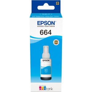 Epson T664 EcoTank -mustepullo, syaani