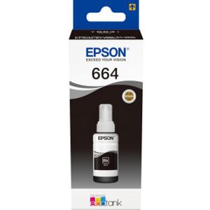 Epson T664 EcoTank -mustepullo, musta