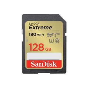 SanDisk Extreme 128gb Sdxc Card + 1 Year Rescuepro Deluxe 180mb/s Read 90mb/s