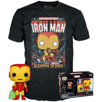 Funko Pop! & Tee (Adult): Marvel - Holiday Iron Man (Glows in the Dark) Funko Pop! & Tee (Adult): Marvel - Holiday Iron Man (Glows in the Dark)