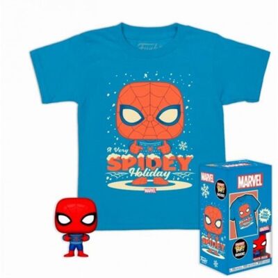 Funko Pocket Pop! & Tee (Child): Marvel - Holiday Spiderman Vinyl Figure Funko Pocket Pop! & Tee (Child): Marvel - Holiday Spiderman Vinyl Figure