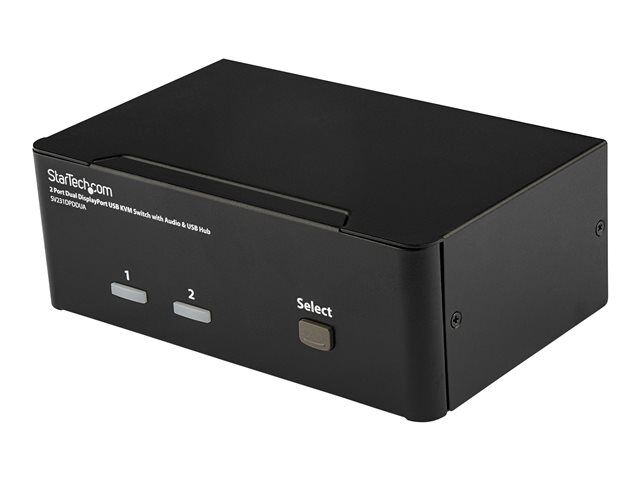 STARTECH.COM 2 Port Dual DisplayPort USB KVM Switch with Audio & USB 2.0 Hub