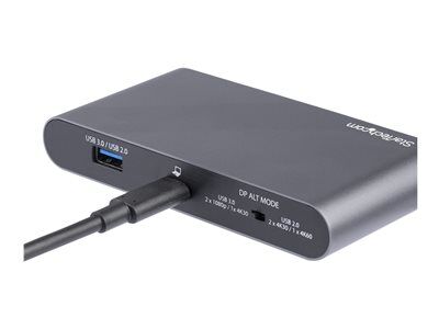 STARTECH.COM USB C Multiport Adapter - Dual 4K Monitor - Windows - USB-C to Dual DisplayPort Adapter - 2 x A - 100W PD 3.0 - GbE