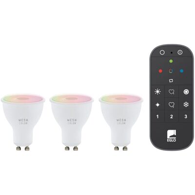 EGLO - Set of 3x GU10 Smart Bulbs & Remote Control - RGB + Tunable White - EGLO - Set of 3x GU10 Smart Bulbs & Remote Control - RGB + Tunable White -
