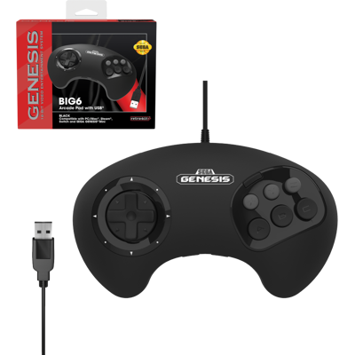 Retro-Bit SEGA MegaDrive BIG6 Peliohjain USB Retro-Bit SEGA MegaDrive BIG6 Peliohjain USB
