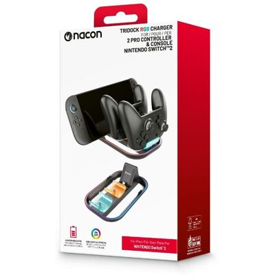 Tridock RGB-laturi Pro-ohjaimille ja Nintendo Switch 2 -konsolille Nacon Tridock RGB-laturi Pro-ohjaimille ja Nintendo Switch 2 -konsolille Nacon