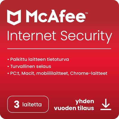 McAfee Internet Security 3-laitteelle 1-vuosi McAfee Internet Security 3-laitteelle 1-vuosi