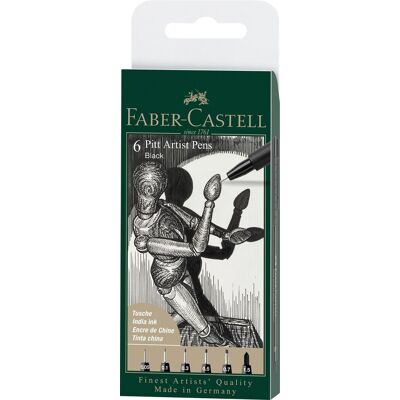 Faber-Castell - 6 pitt Artist Pen, brush - Black (167154) Faber-Castell - 6 pitt Artist Pen, brush - Black (167154)