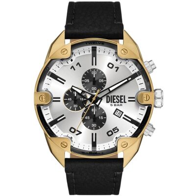 Diesel Spiked Chronograph Black leather strap DZ4671 Diesel Spiked Chronograph Black leather strap DZ4671