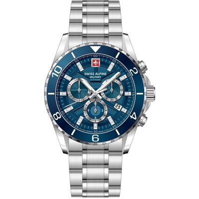 Swiss Alpine Military Sentinel Chronograph Silver Blue 7073.9135 Swiss Alpine Military Sentinel Chronograph Silver Blue 7073.9135