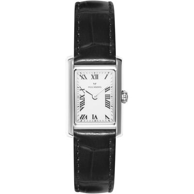 Mockberg Timeless Black Leather Silver MB0246 Mockberg Timeless Black Leather Silver MB0246