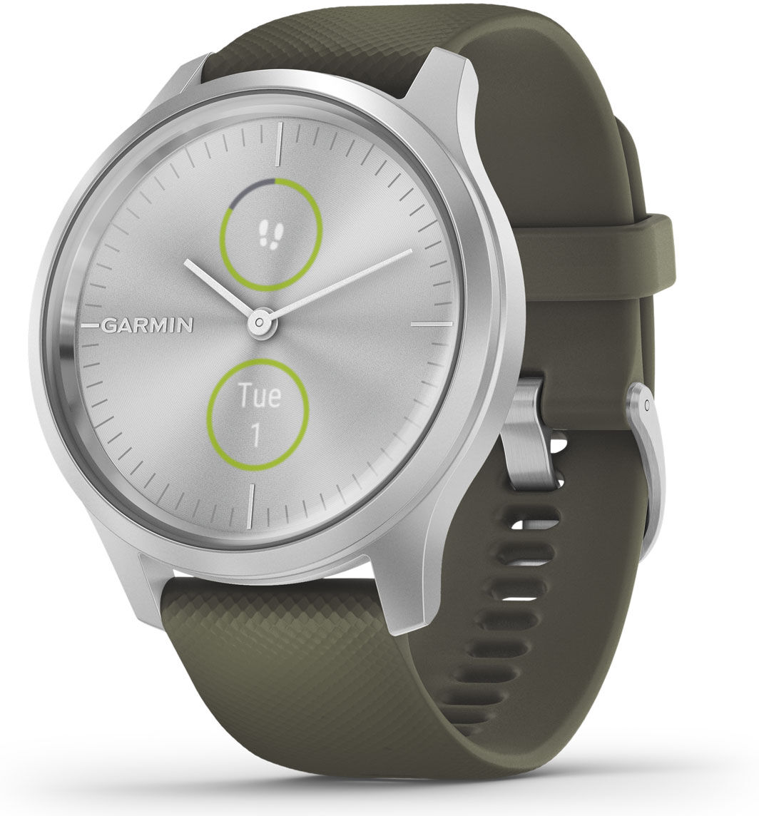 Garmin Vivomove Style Moss Green Silicone and Silver hybridiälykello 010-02240-01  - unisex Garmin Vivomove Style Moss Green Silicone and Silver hybridiälykello 010-02240-01  - unisex