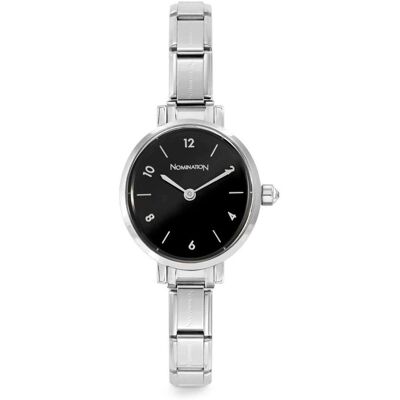 Nomination Paris kello with steel strap oval with cz Black 076038/012 Nomination Paris kello with steel strap oval with cz Black 076038/012