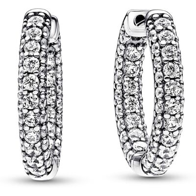Pandora Timeless hopeiset zirkonia pave korvarenkaat 292624C01 1x Kirk, 1x Pink, 1xSin Pandora Timeless hopeiset zirkonia pave korvarenkaat 292624C01 1x Kirk, 1x Pink, 1xSin