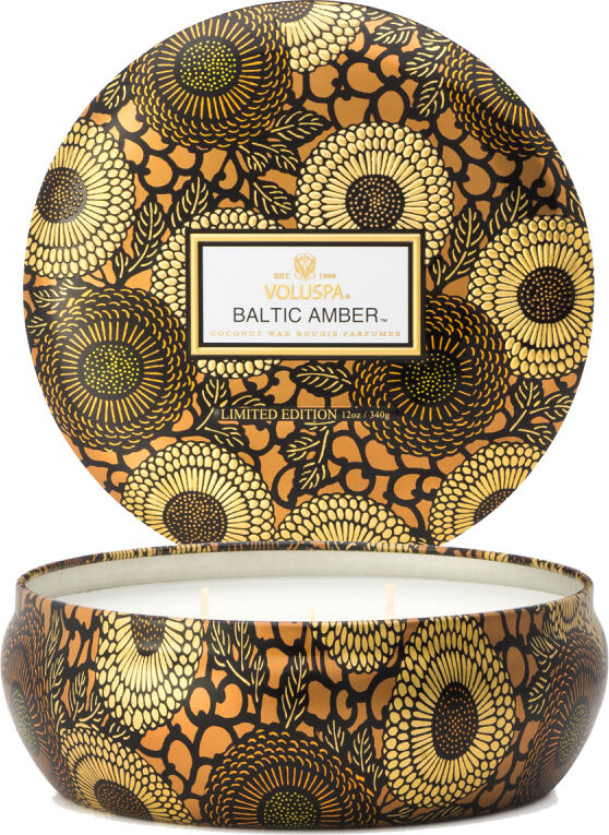 Voluspa Baltic Amber 3-Wick Tin Candle 40h Voluspa Baltic Amber 3-Wick Tin Candle 40h