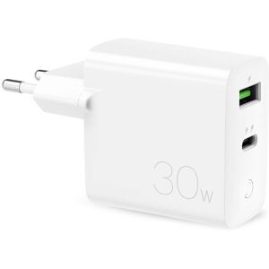 Puro 30W USB-A + USB-C Pikalaturi, Valkoinen