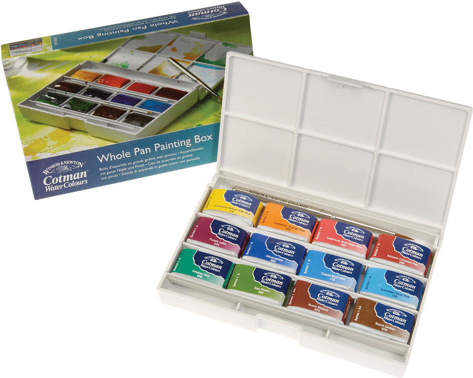 WINSOR&NEWTON W&N Cotman Whole pan 12 x 1/2 nappia akvarellilajitelma WINSOR&NEWTON W&N Cotman Whole pan 12 x 1/2 nappia akvarellilajitelma