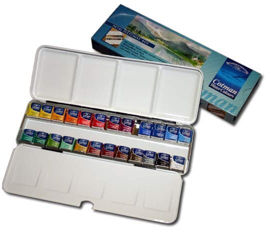 WINTON W&N Cotman Metal sketchers box 24 x 1/2 nappia akvarellilajitelma WINTON W&N Cotman Metal sketchers box 24 x 1/2 nappia akvarellilajitelma