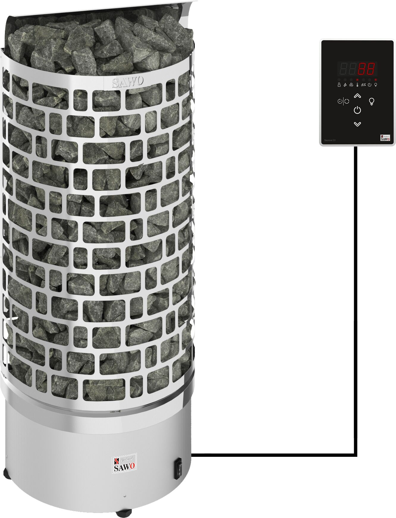 Sawo Aries Wall Ni2 4,5 kW sähkökiuas erillisellä ohjauskeskuksella Sawo Aries Wall Ni2 4,5 kW sähkökiuas erillisellä ohjauskeskuksella