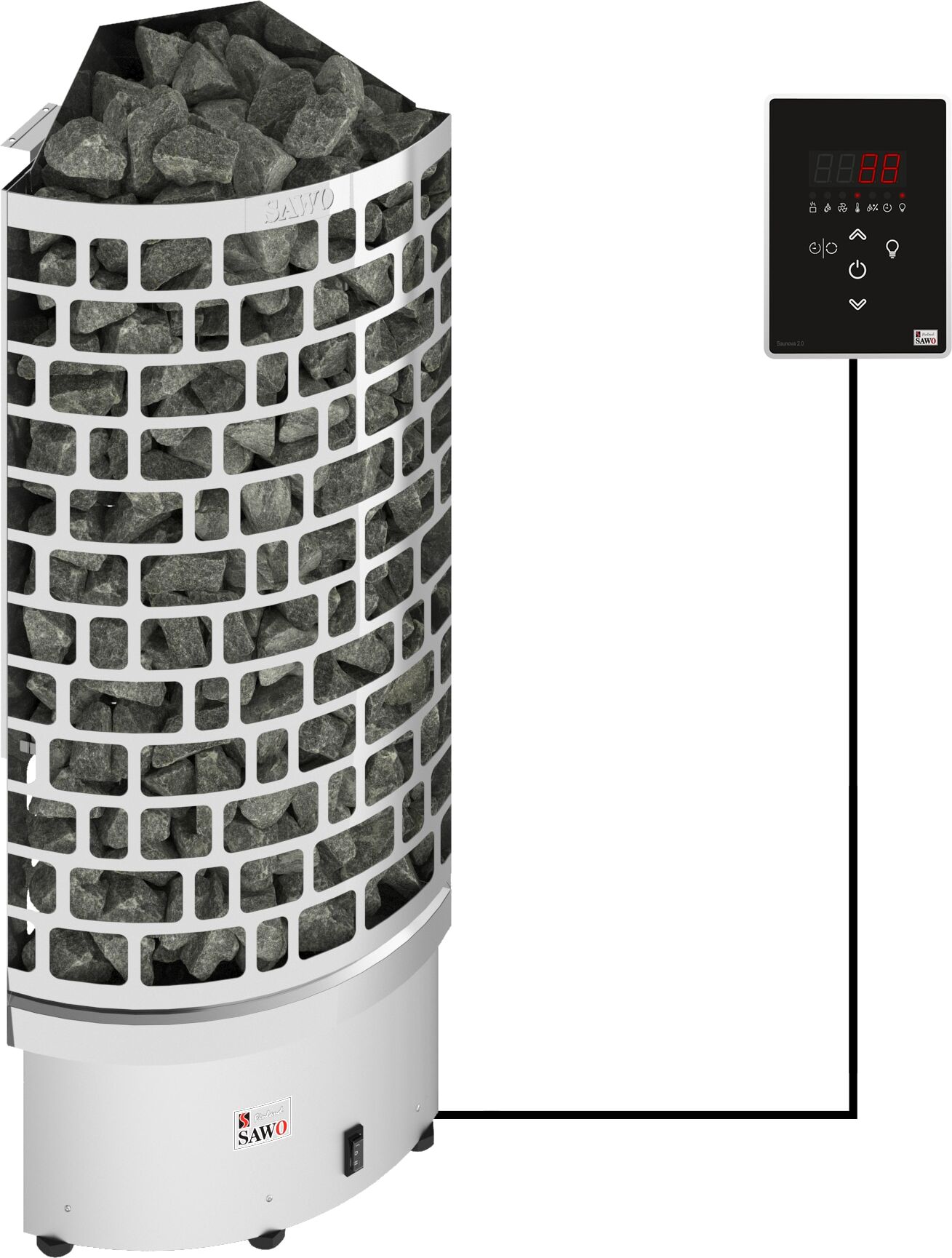 Sawo Aries Corner Ni2 7,5 kW sähkökiuas erillisellä ohjauskeskuksella Sawo Aries Corner Ni2 7,5 kW sähkökiuas erillisellä ohjauskeskuksella