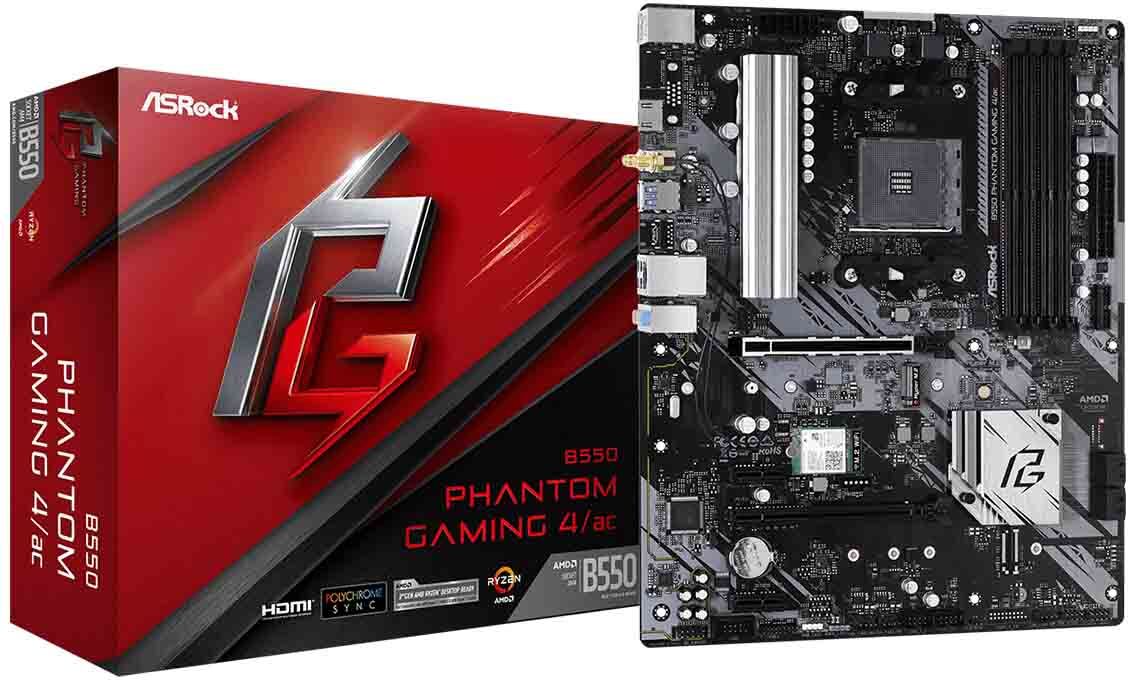 ASRock B550 Phantom Gaming 4/ac AM4 ATX emolevy ASRock B550 Phantom Gaming 4/ac AM4 ATX emolevy