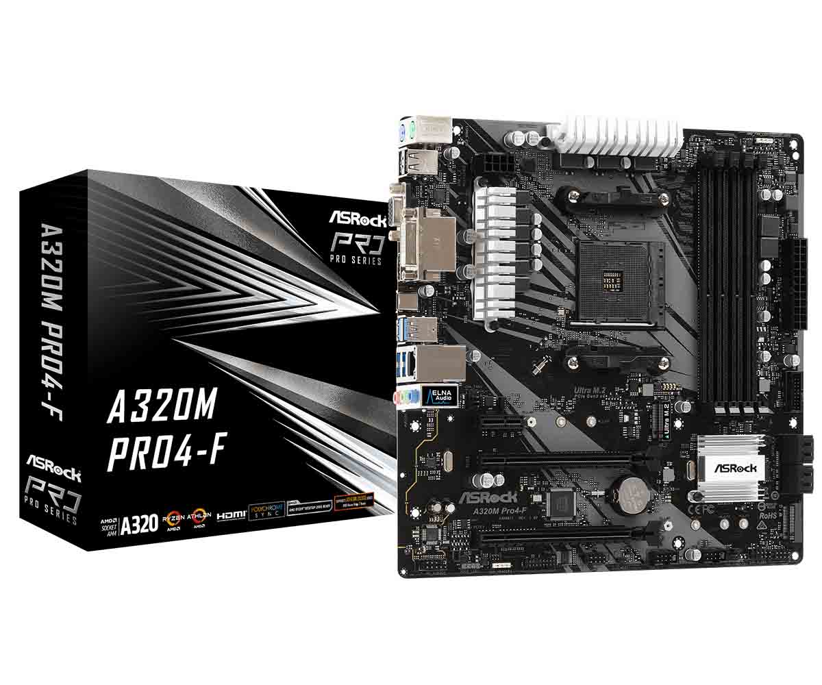 ASRock A320M Pro4-F AM4 mATX emolevy ASRock A320M Pro4-F AM4 mATX emolevy