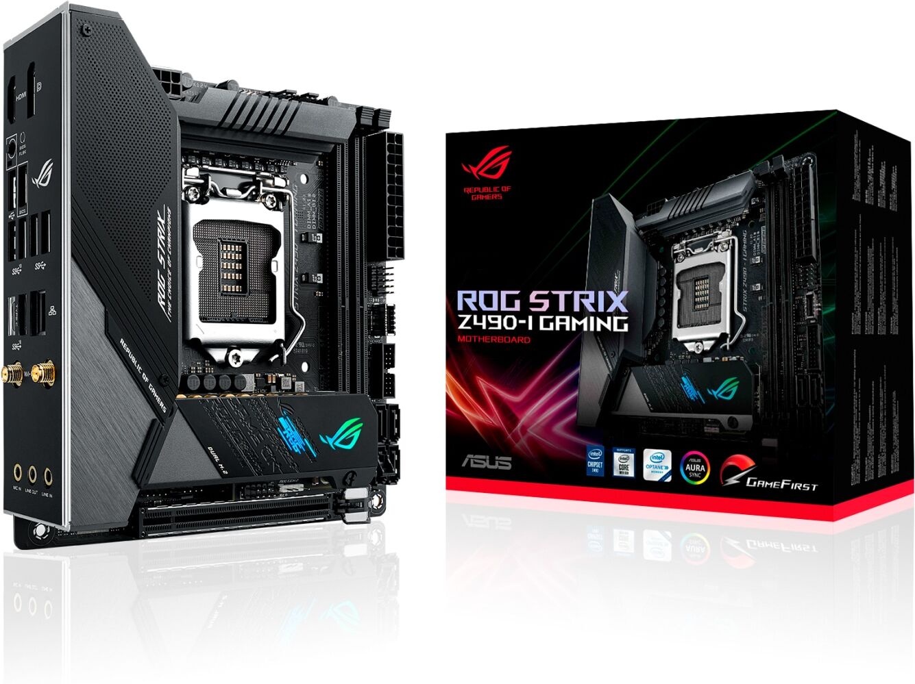 Asus ROG Strix Z490-I Gaming LGA1200 Mini-ITX emolevy Asus ROG Strix Z490-I Gaming LGA1200 Mini-ITX emolevy