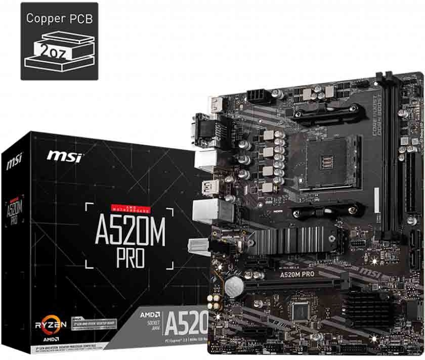 MSI A520M Pro AM4 mATX emolevy MSI A520M Pro AM4 mATX emolevy