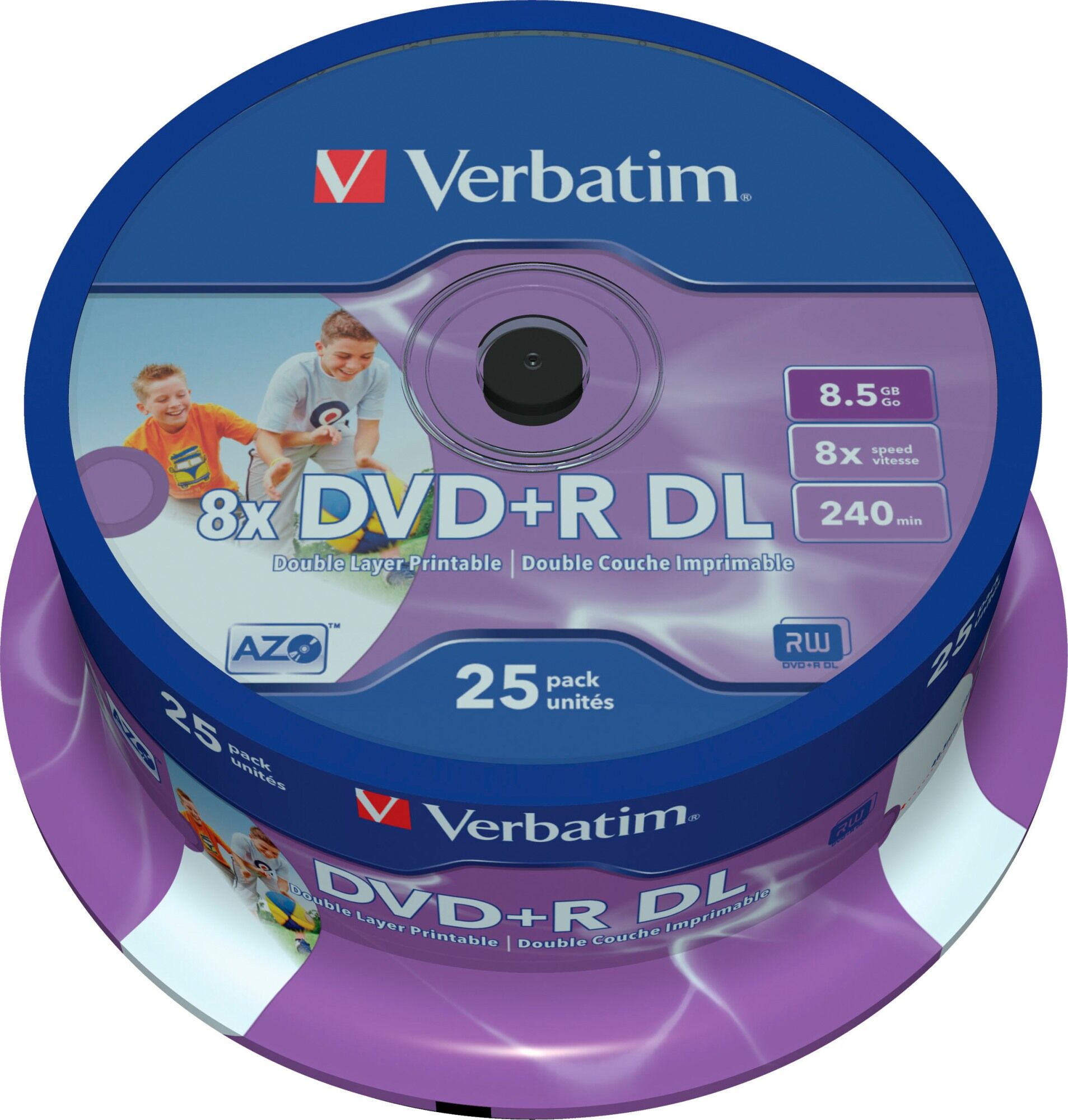 Verbatim DVD+R DL 8x 8.5 GB/240 min 25 kpl DVD+R -levy Verbatim DVD+R DL 8x 8.5 GB/240 min 25 kpl DVD+R -levy