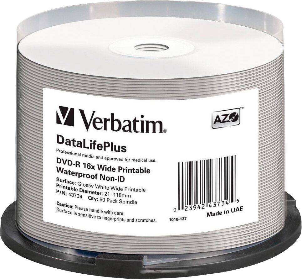 Verbatim DVD-R 16x 4.7 GB/120 min 50 kpl DVD-R levy Verbatim DVD-R 16x 4.7 GB/120 min 50 kpl DVD-R levy