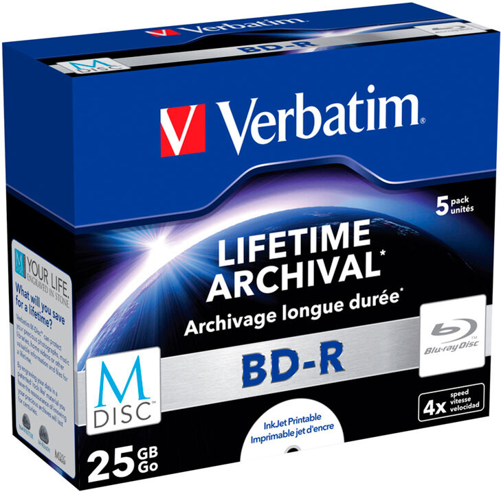 Verbatim M-Disc BD-R 4x 25GB/200min 5 kpl BD-R levy Verbatim M-Disc BD-R 4x 25GB/200min 5 kpl BD-R levy