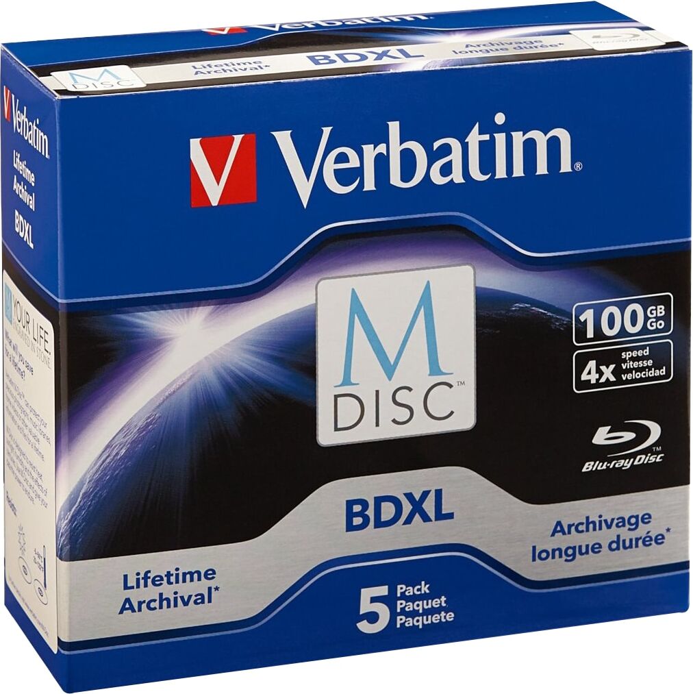 Verbatim BD-R M-disc 4x 100GB 5 kpl BDXL levy Verbatim BD-R M-disc 4x 100GB 5 kpl BDXL levy