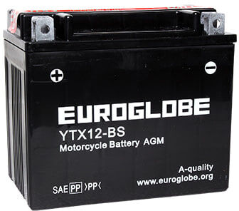 Euroglobe 12V 10Ah YTX12-BS +/- pienkoneakku Euroglobe 12V 10Ah YTX12-BS +/- pienkoneakku