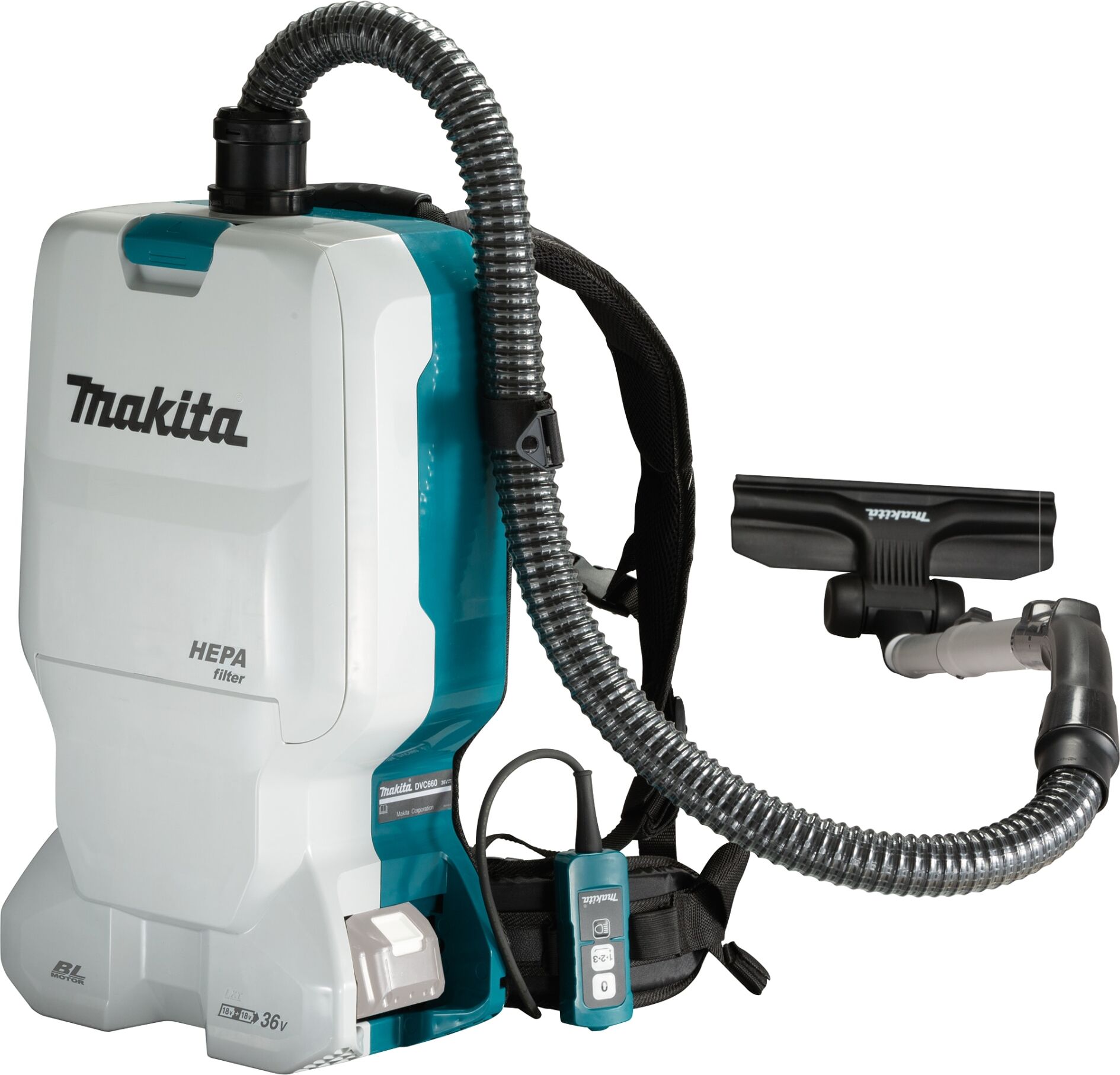 Makita LXT DVC660Z 2X18V reppurimuri runko lattiavarustuksella Makita LXT DVC660Z 2X18V reppurimuri runko lattiavarustuksella