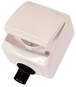 Defa seinäpistorasia kannella, pinta-as., valkoinen Defa seinäpistorasia kannella, pinta-as., valkoinen