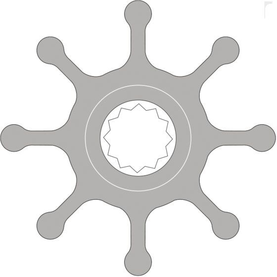 JOHNSONPUMP Johnson Pump F7 siipipyörä pumppuun rihlattu JOHNSONPUMP Johnson Pump F7 siipipyörä pumppuun rihlattu