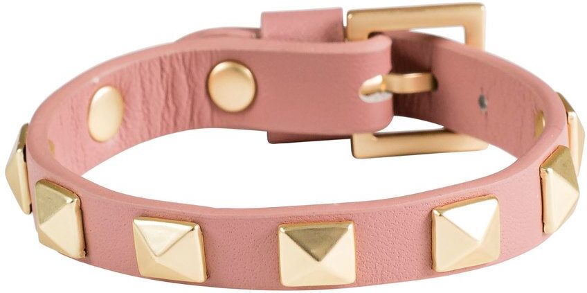 DARK Leather Stud Bracelet ─ Dusty Rose With Matte Gold DARK Leather Stud Bracelet ─ Dusty Rose With Matte Gold