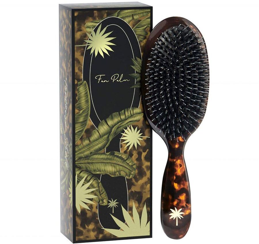 Fan Palm Boar & Nylon Brush Tortoise Shell ─ Medium Fan Palm Boar & Nylon Brush Tortoise Shell ─ Medium