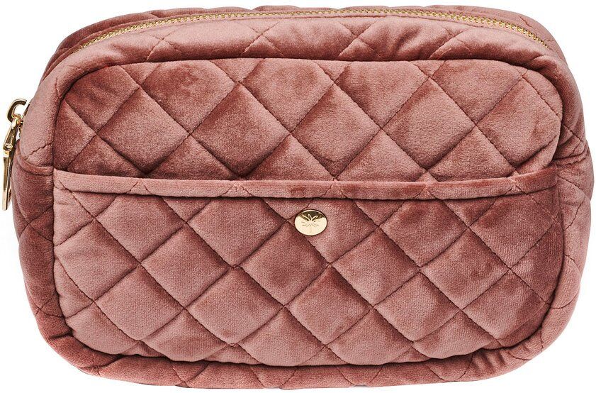 Fan Palm Beauty Bag Quilted Velvet Medium – Vintage Rose Fan Palm Beauty Bag Quilted Velvet Medium – Vintage Rose