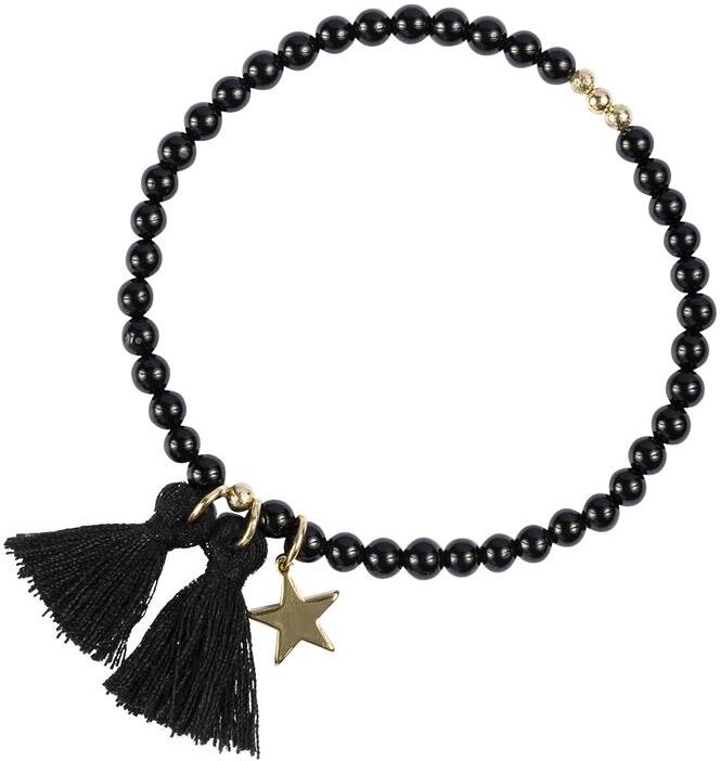 DARK Stone Bead Bracelet Shiny 4 mm ─ Black DARK Stone Bead Bracelet Shiny 4 mm ─ Black