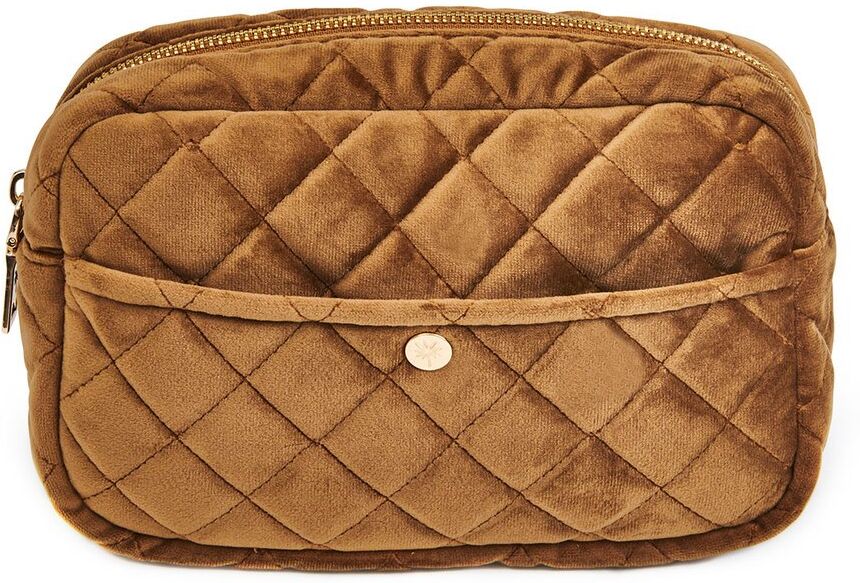 Fan Palm Beauty Bag Quilted Velvet Medium – Cognac Fan Palm Beauty Bag Quilted Velvet Medium – Cognac