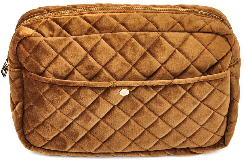 Fan Palm Beauty Bag Quilted Velvet Large – Cognac Fan Palm Beauty Bag Quilted Velvet Large – Cognac