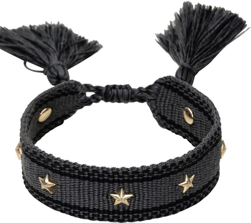 DARK Woven Friendship Bracelet With Star Stud ─ Dark Grey DARK Woven Friendship Bracelet With Star Stud ─ Dark Grey